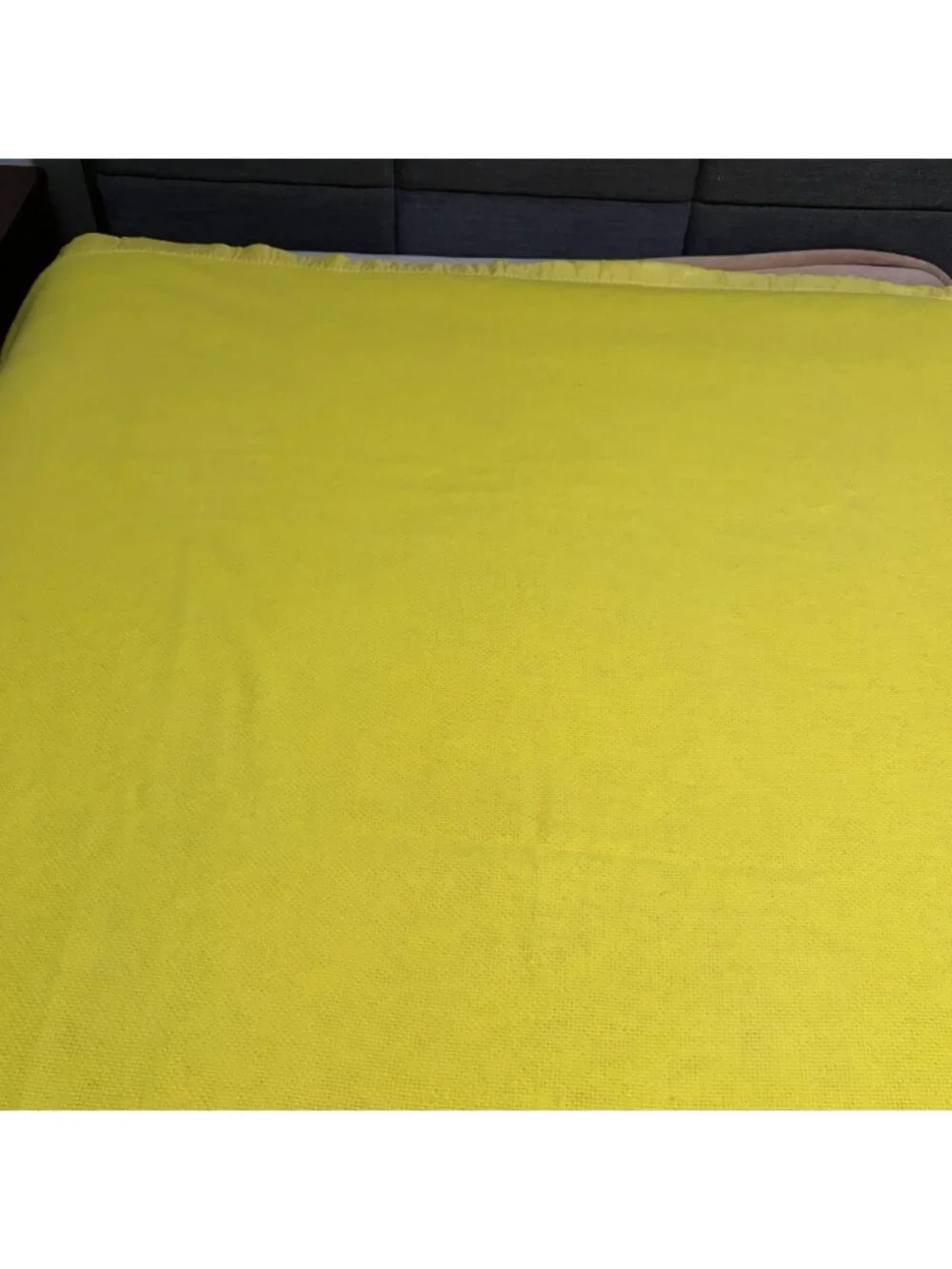 Vintage Chatham Waffle Weave Acrylic Blanket Satin Trim Binding Yellow 71x90